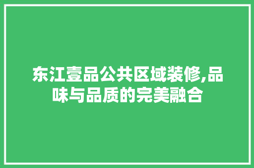 东江壹品公共区域装修,品味与品质的完美融合