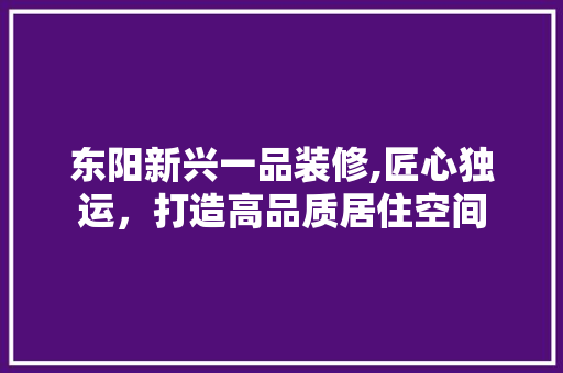 东阳新兴一品装修,匠心独运，打造高品质居住空间