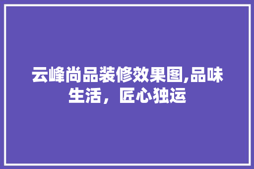云峰尚品装修效果图,品味生活，匠心独运