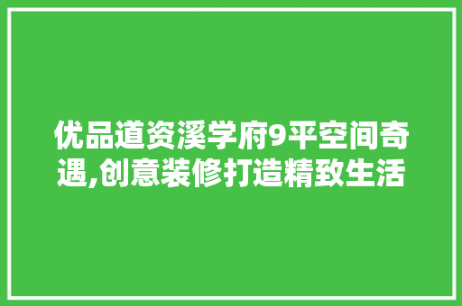 优品道资溪学府9平空间奇遇,创意装修打造精致生活新天地