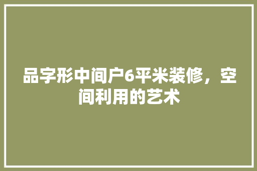 品字形中间户6平米装修，空间利用的艺术