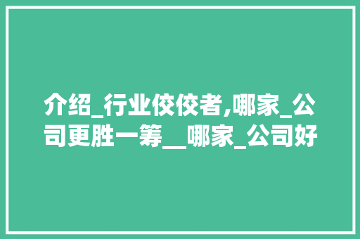 介绍_行业佼佼者,哪家_公司更胜一筹__哪家_公司好