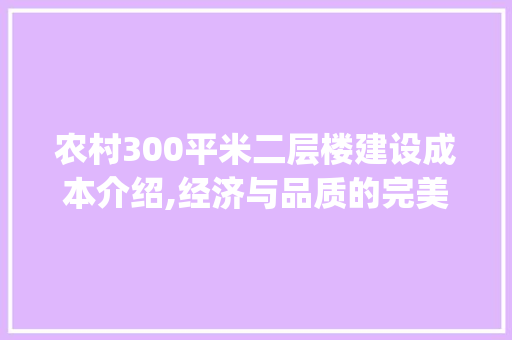 农村300平米二层楼建设成本介绍,经济与品质的完美平衡_农村盖300平米二层楼价格