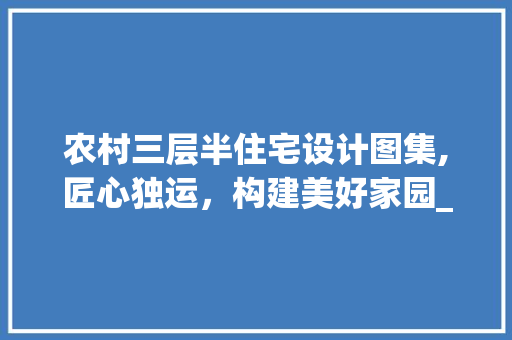 农村三层半住宅设计图集,匠心独运，构建美好家园_农村住宅设计图集三层半