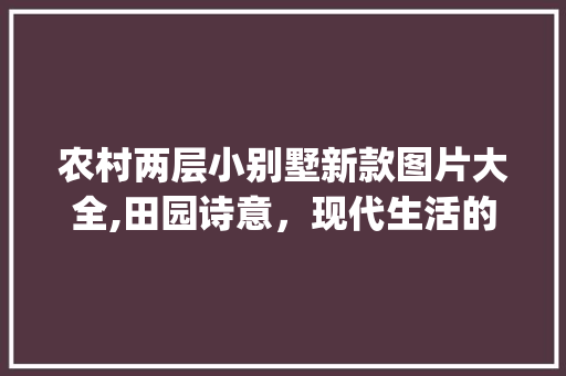 农村两层小别墅新款图片大全,田园诗意，现代生活的完美融合_农村两层小别墅新款图片大全