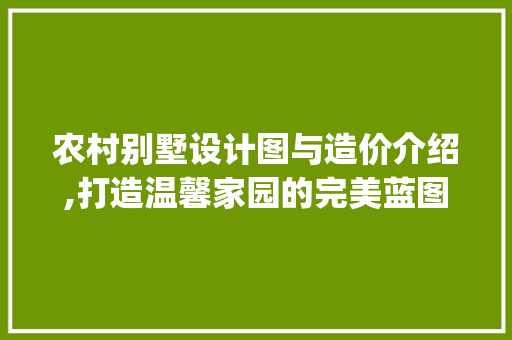 农村别墅设计图与造价介绍,打造温馨家园的完美蓝图_农村别墅设计图及造价
