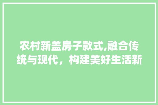 农村新盖房子款式,融合传统与现代，构建美好生活新家园_农村最新盖房子款式