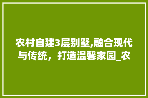 农村自建3层别墅,融合现代与传统，打造温馨家园_农村自建3层别墅