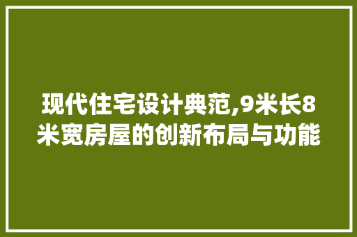 现代住宅设计典范,9米长8米宽房屋的创新布局与功能优化_长9米宽8米房屋设计图