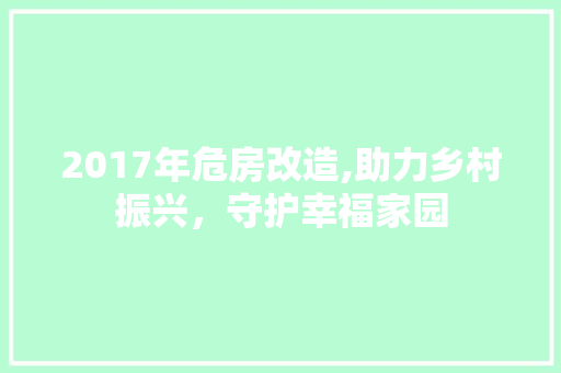 2017年危房改造,助力乡村振兴，守护幸福家园