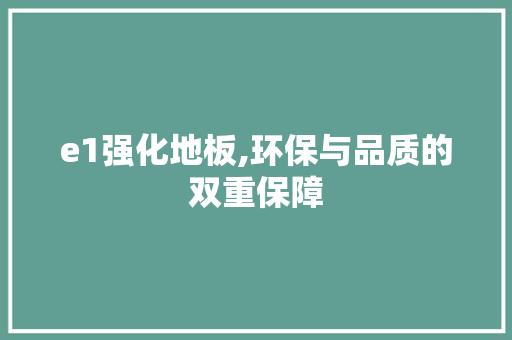 e1强化地板,环保与品质的双重保障