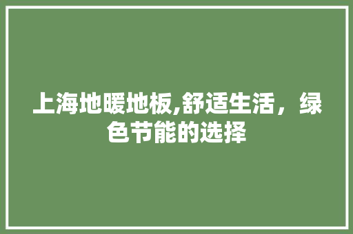 上海地暖地板,舒适生活，绿色节能的选择