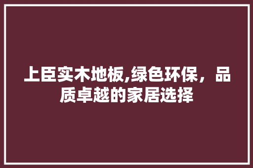 上臣实木地板,绿色环保，品质卓越的家居选择