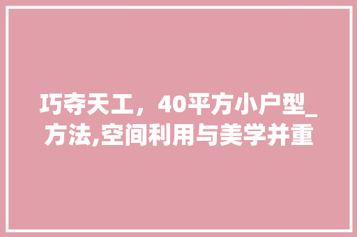 巧夺天工，40平方小户型_方法,空间利用与美学并重_40平方小户型_