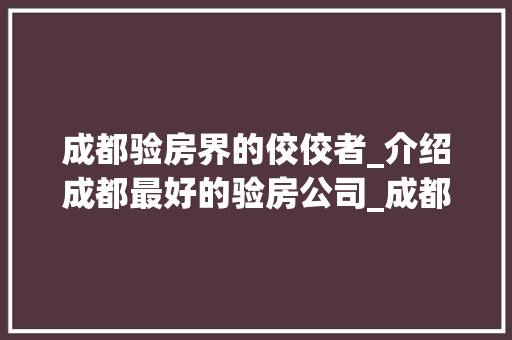 成都验房界的佼佼者_介绍成都最好的验房公司_成都最好的验房公司