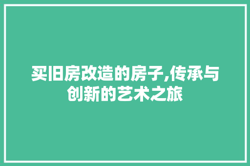 买旧房改造的房子,传承与创新的艺术之旅