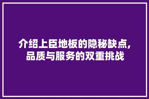 介绍上臣地板的隐秘缺点,品质与服务的双重挑战