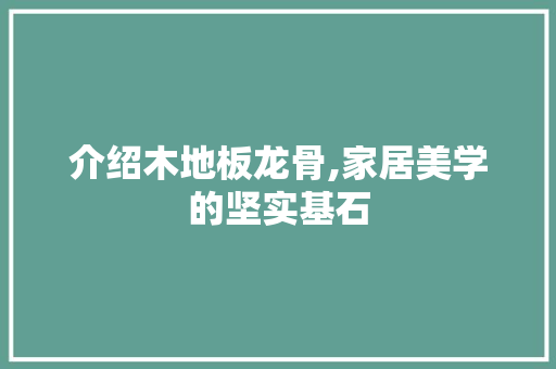 介绍木地板龙骨,家居美学的坚实基石