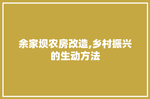 余家坝农房改造,乡村振兴的生动方法