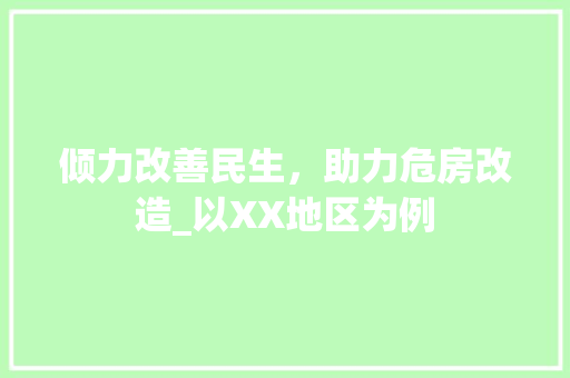 倾力改善民生，助力危房改造_以XX地区为例