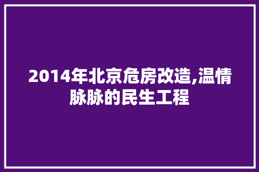 2014年北京危房改造,温情脉脉的民生工程