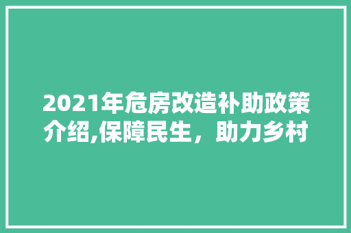 2021年危房改造补助政策介绍,保障民生，助力乡村振兴