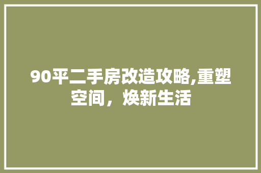 90平二手房改造攻略,重塑空间，焕新生活