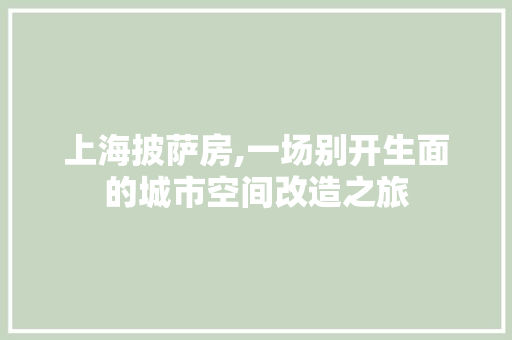 上海披萨房,一场别开生面的城市空间改造之旅