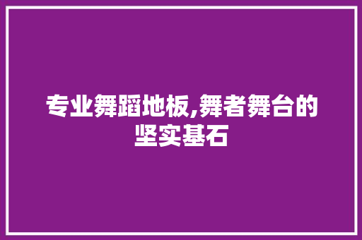 专业舞蹈地板,舞者舞台的坚实基石
