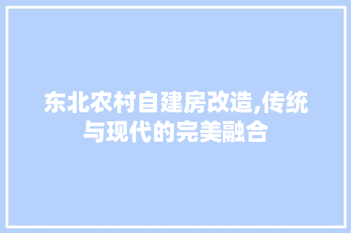 东北农村自建房改造,传统与现代的完美融合