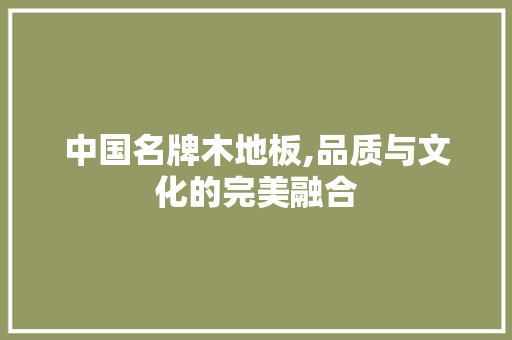 中国名牌木地板,品质与文化的完美融合