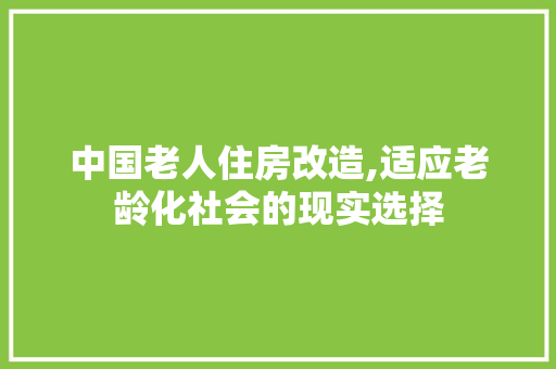 中国老人住房改造,适应老龄化社会的现实选择