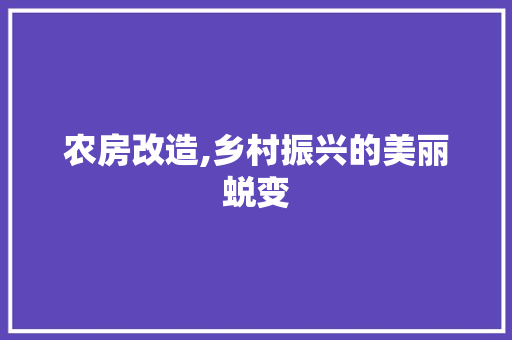 农房改造,乡村振兴的美丽蜕变