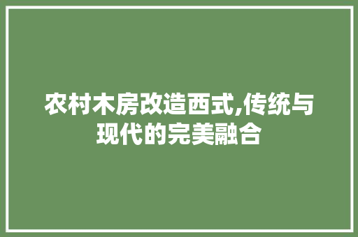 农村木房改造西式,传统与现代的完美融合