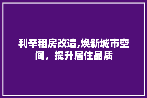 利辛租房改造,焕新城市空间，提升居住品质