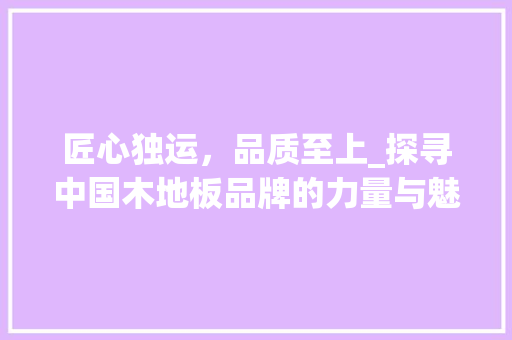 匠心独运，品质至上_探寻中国木地板品牌的力量与魅力