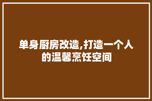 单身厨房改造,打造一个人的温馨烹饪空间