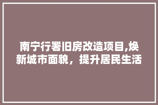 南宁行署旧房改造项目,焕新城市面貌，提升居民生活品质