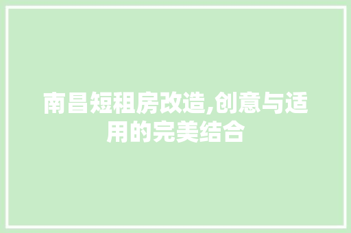 南昌短租房改造,创意与适用的完美结合