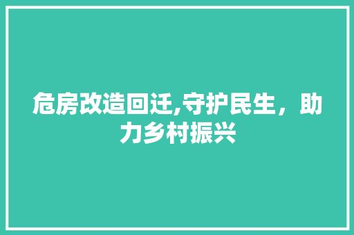 危房改造回迁,守护民生，助力乡村振兴
