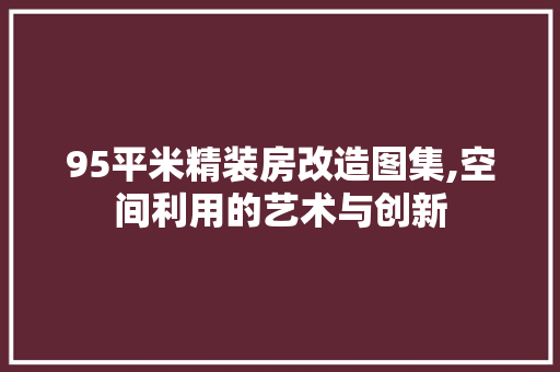 95平米精装房改造图集,空间利用的艺术与创新