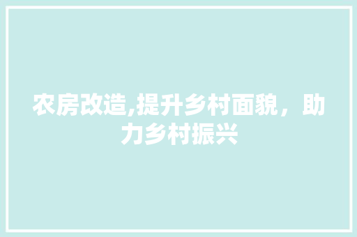 农房改造,提升乡村面貌，助力乡村振兴