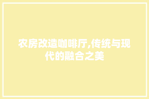 农房改造咖啡厅,传统与现代的融合之美