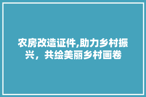 农房改造证件,助力乡村振兴，共绘美丽乡村画卷