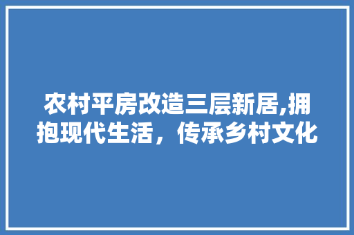 农村平房改造三层新居,拥抱现代生活，传承乡村文化