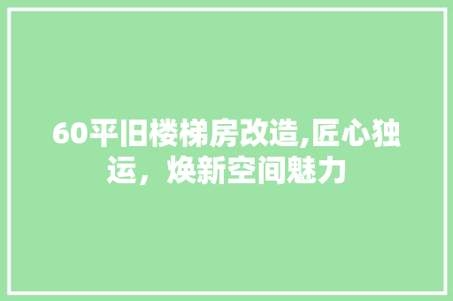 60平旧楼梯房改造,匠心独运，焕新空间魅力