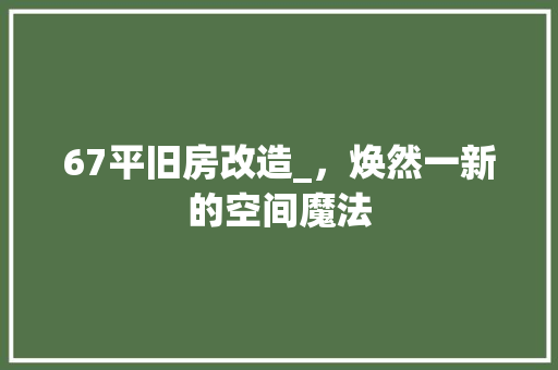 67平旧房改造_，焕然一新的空间魔法