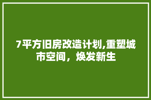 7平方旧房改造计划,重塑城市空间，焕发新生