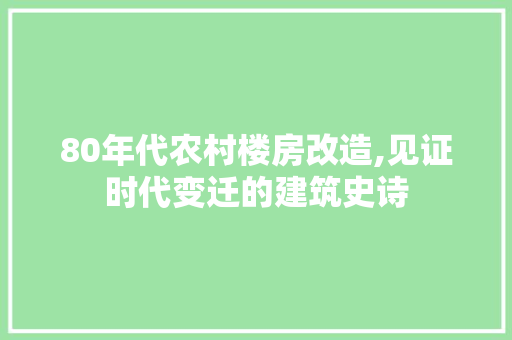 80年代农村楼房改造,见证时代变迁的建筑史诗