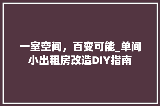一室空间，百变可能_单间小出租房改造DIY指南